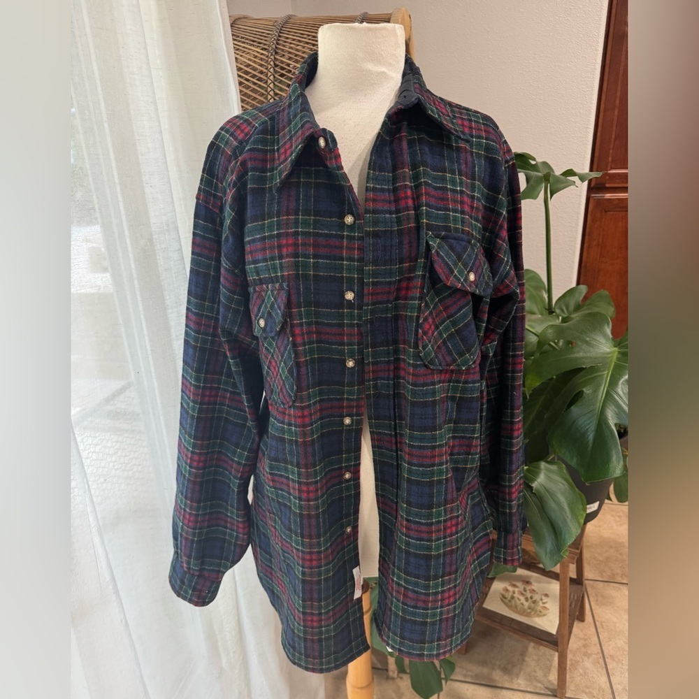 Vintage Pendleton‎ 100% virgin wool flannel Allison Tartan Plaid Button Shirt